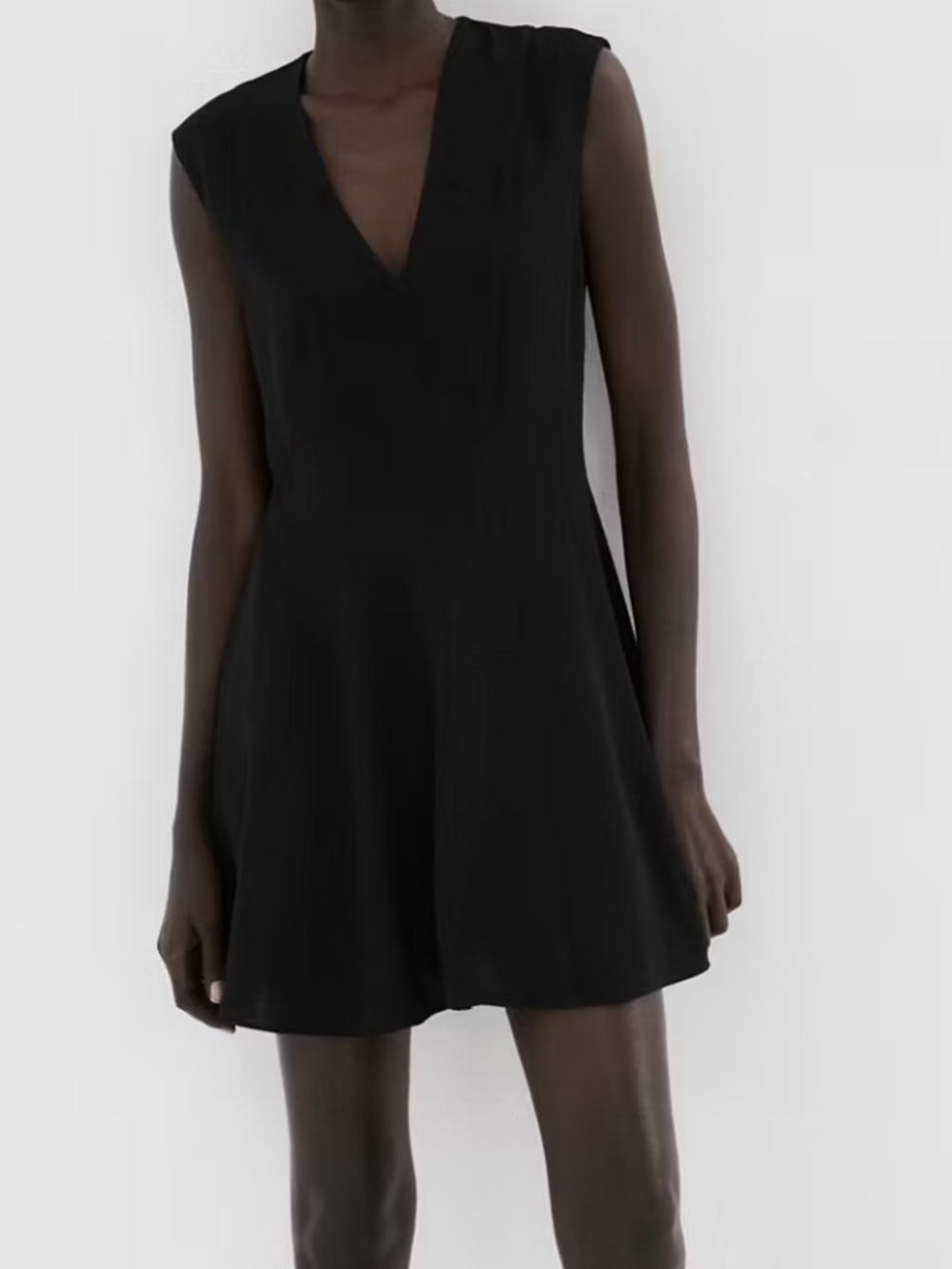 Mango Black V-Neck Fit-and-Flare Mini Dress V-NECK RUFFLE DRESS 5842